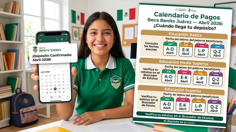 Calendario de Pagos Beca Benito Juárez 2026 por Letra | Depósito Doble $3,800 en Abril